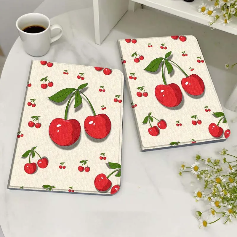 

Cartoon Cherry Check Pattern For Honor MediaPad MatePad 6 7 X8 M5 M6 V6 V7 T5 T10 T10s 10 11 SE C5e X8a Pro Lite Tablet Case