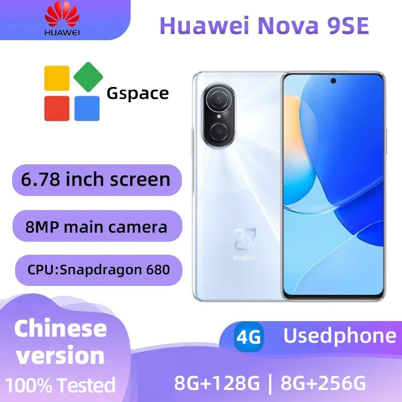 HUAWEI Nova 9 SE 4g 6.78 Inch LCD Screen CPU Smartphone Snapdragon 778G 108MP Camera  256GB ROM Full tested Used Phone