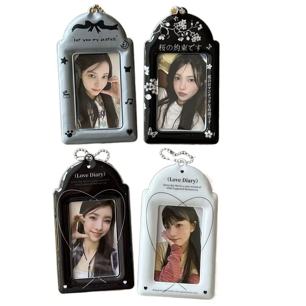 INS Style Multifunction Kpop Photocard Holder PVC Original Photocard Case Cute with Keychain 3 Inch Mini Photo Holder Girls