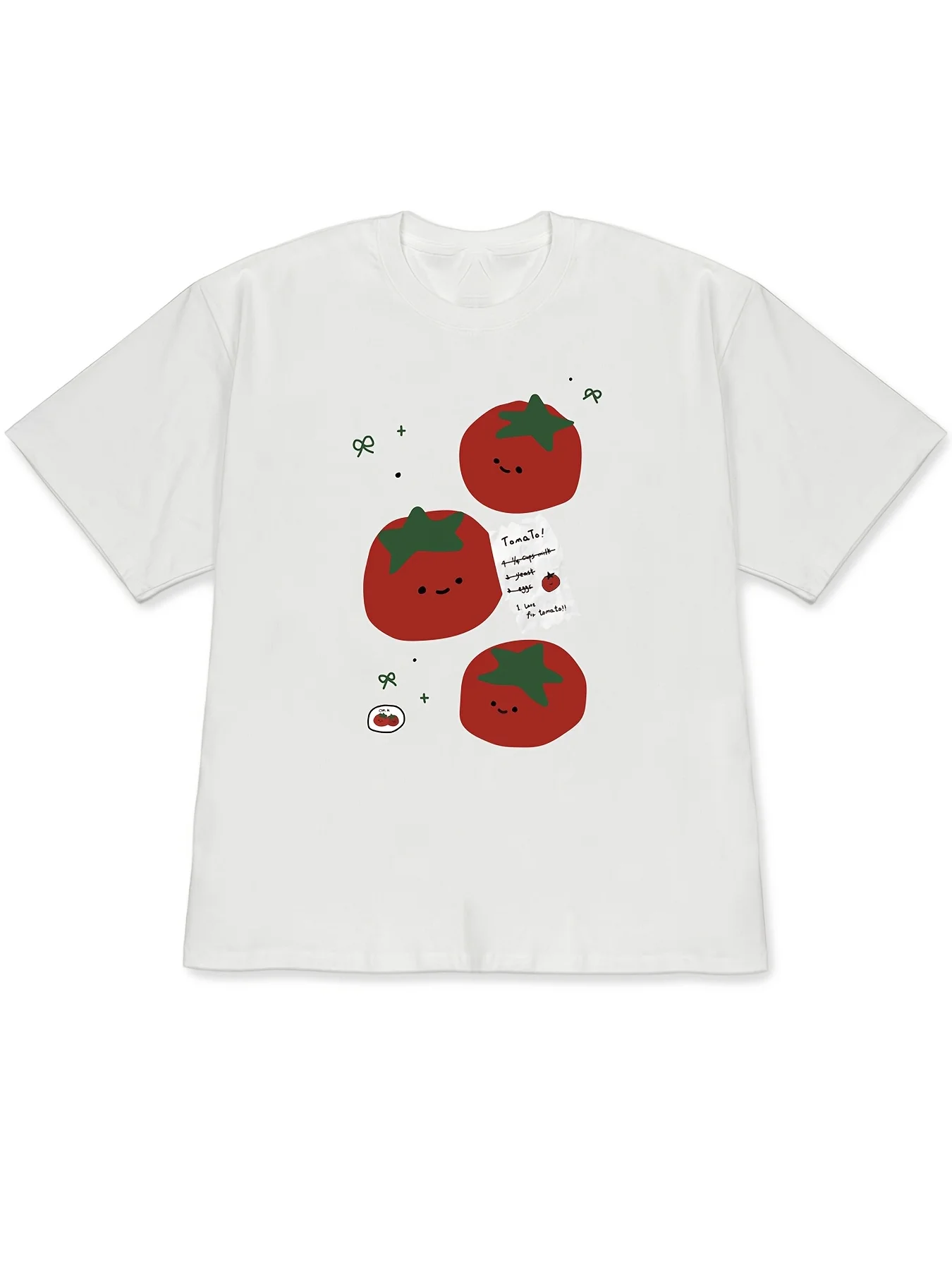 2026 Summer New Women's T-shirt Soft Cute Smile Tomato Printed Short Sleeve Fresh  Fashion Men's and Women's Vitality Top