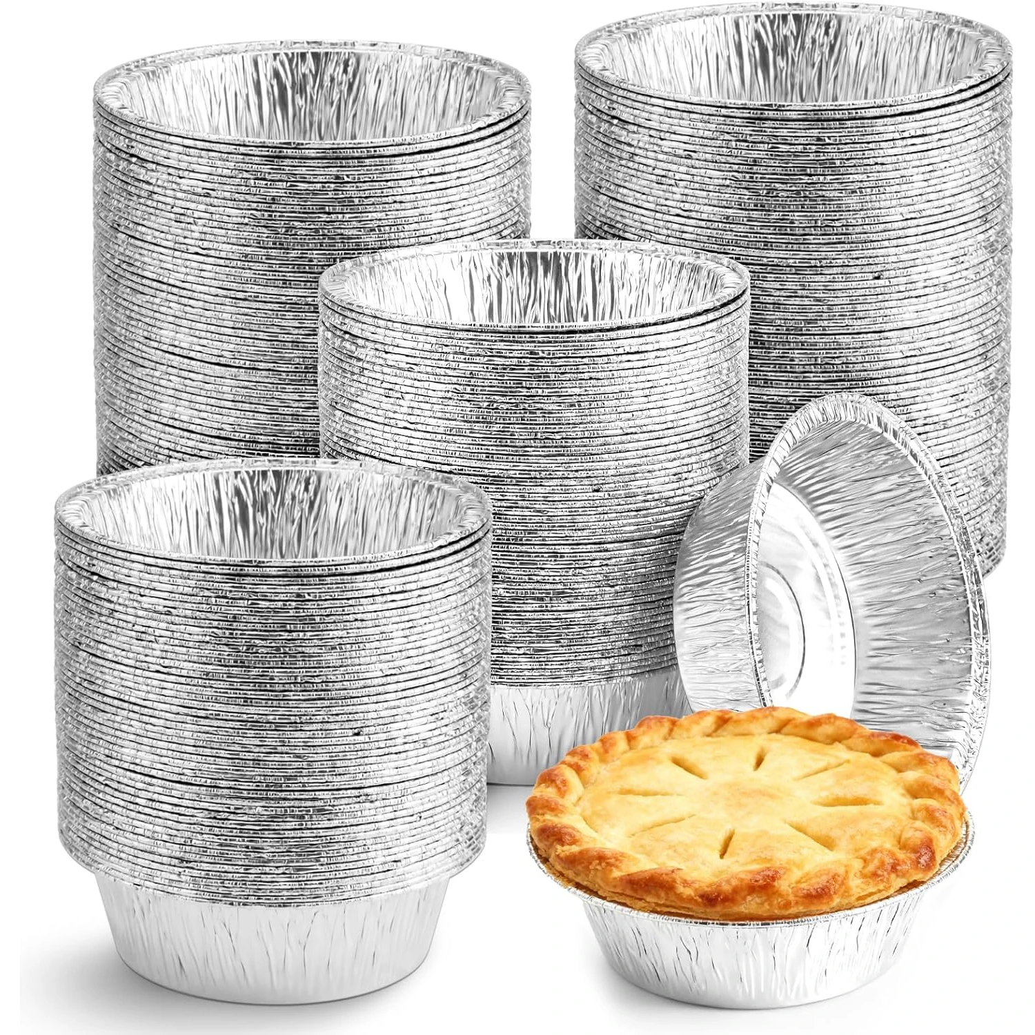 100 unidades de moldes de papel de aluminio para tartaletas de huevo, moldes para tartas, moldes circulares de papel de aluminio para cupcakes, moldes para quiche para freidora de aire y horno