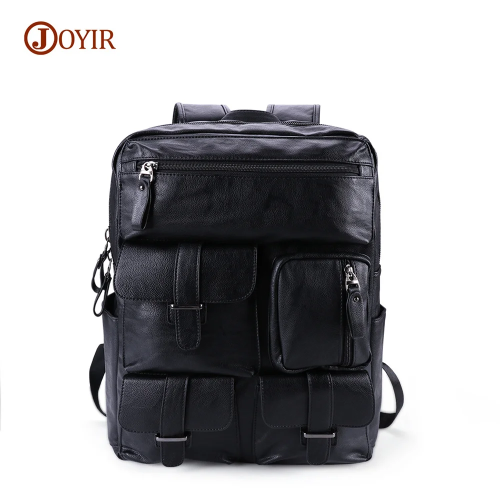 Mochila casual de couro PU masculina, mochila de grande capacidade, 15,6 "laptop, escola, viagem, masculino