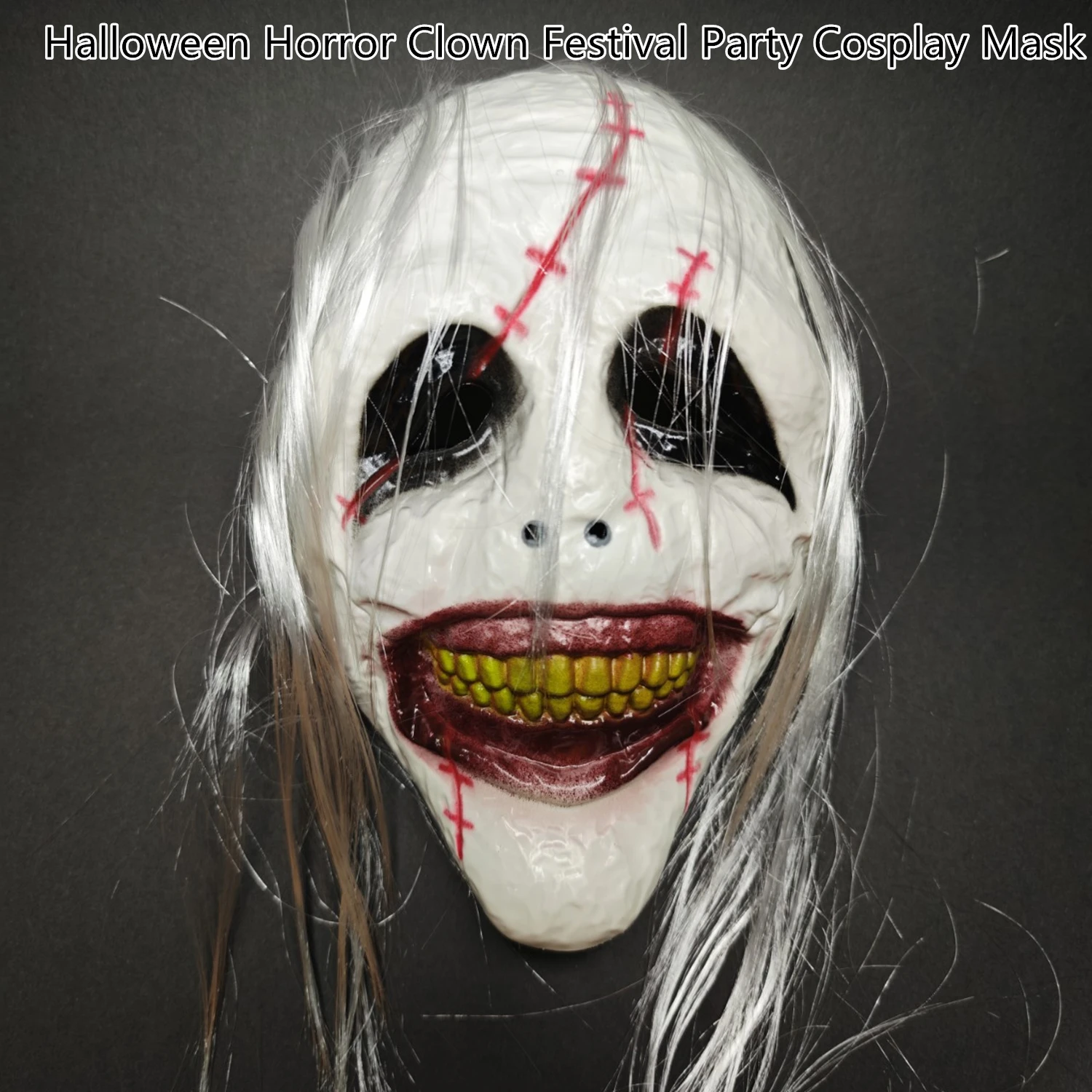 Topeng Badut Horor Halloween dengan Bahan Akrilik, Aksesoris Kostum Trendi untuk Pesta Cosplay Seram di Halloween