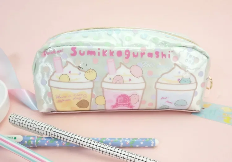 Sumikko Gurashi Cute Kawaii School Pencil Case Anime Pencil Pouch Large Pen Bag Cartoon Make Up Organizer Storage Cosmetic Bags