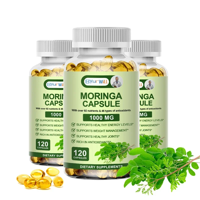 ByurWill Natural Moringa Oil Capsule Boost Metabolism Support Repairs Damaged Cells Alleviate Inflammation Cardiovascular Health