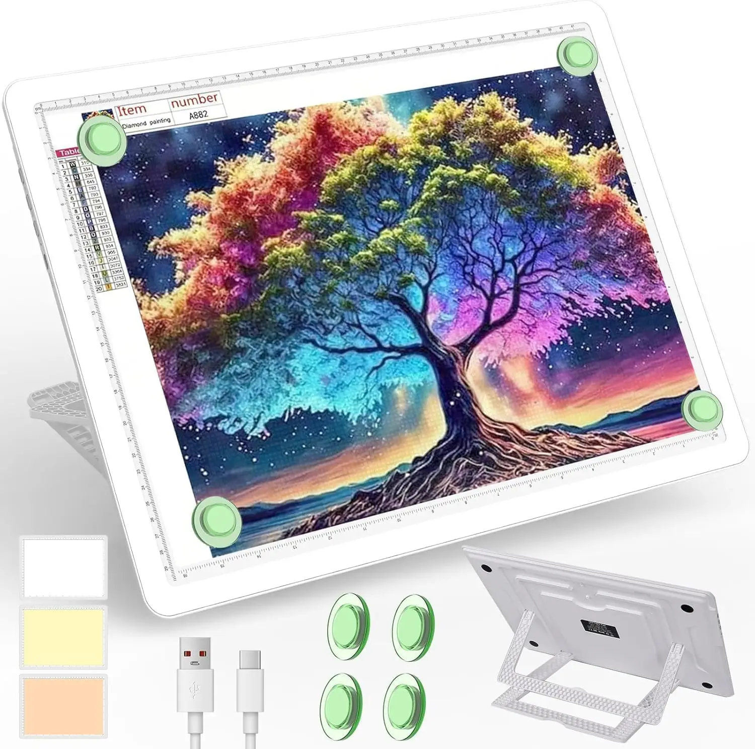 

A3 LED Light Pad with Stand, Magnetic Tracing Light Box for Diamond Art, Super Bright Light Table for Drawing