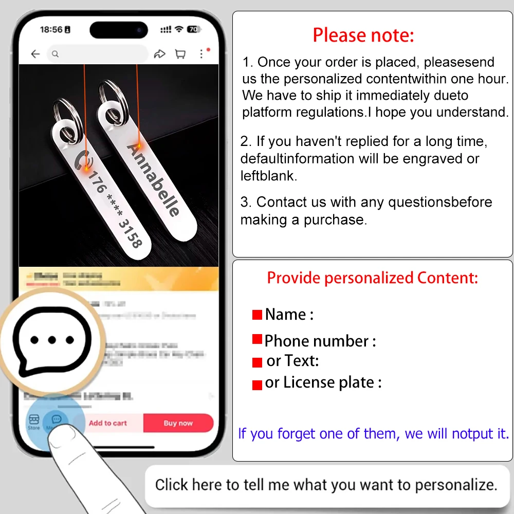 Stainless Steel Stainless Steel  Anti-lost Keychain Personalized Customized Keyring for Car Name Men Women Gift Key Chain