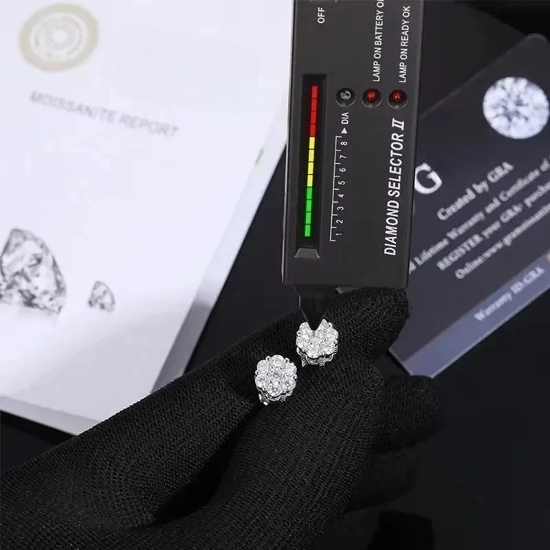 7cttw Full Moissanite Earrings 925 Sterling Silver Flower Shape Diamond D Color VVS1 Ear Studs Wedding Jewelry Gifts Certificate