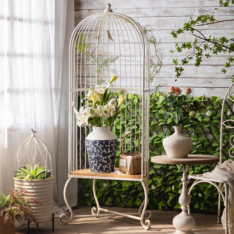 Factory courtyard garden decoration bird cage chairs, countryside balcony chairs, creative homestay white vintage hanging