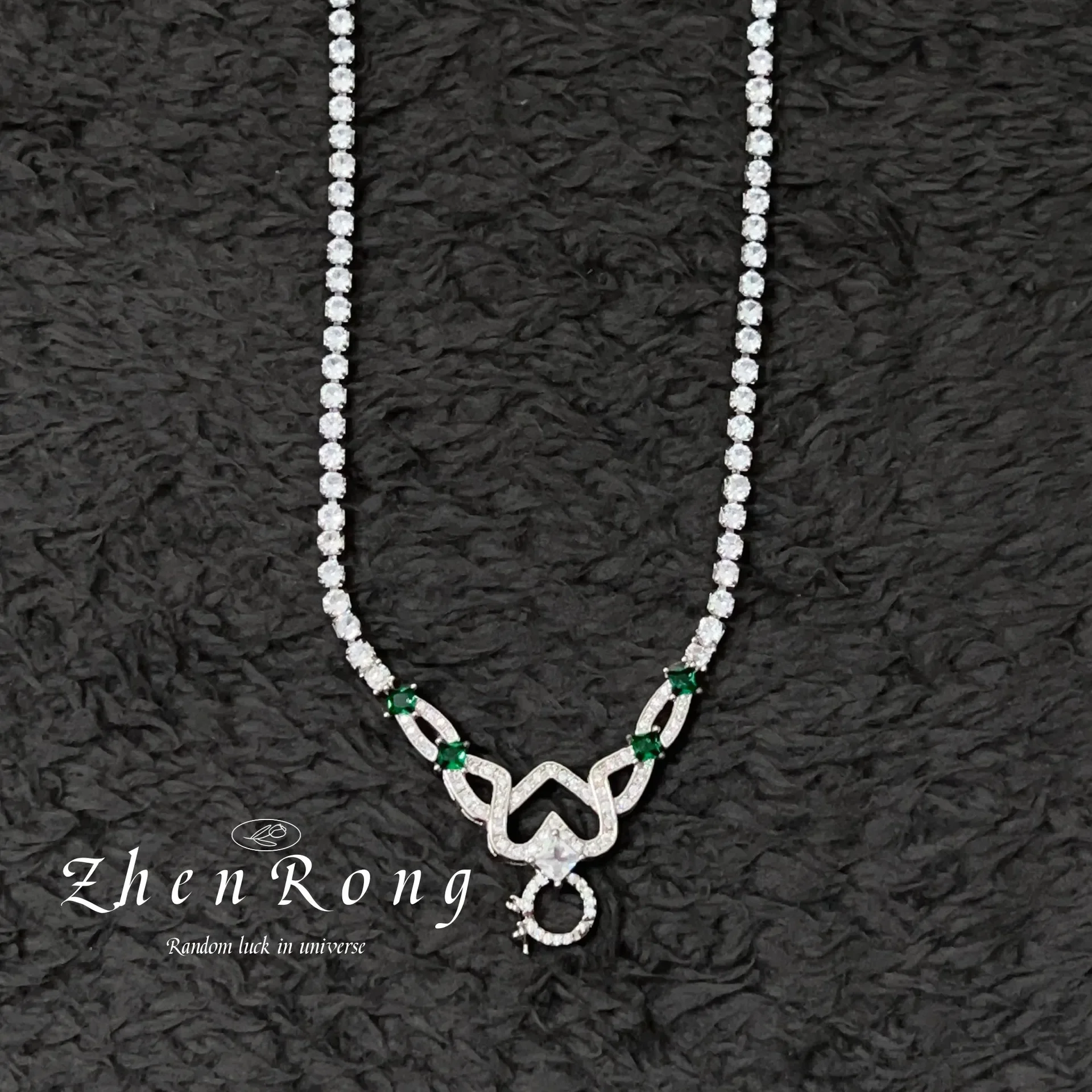 S925 Sterling Silber Halskette Haute Couture Voll-Diamant-Design Universalkette mit Universalknopf für Frauen und Mädchen – Detail 4