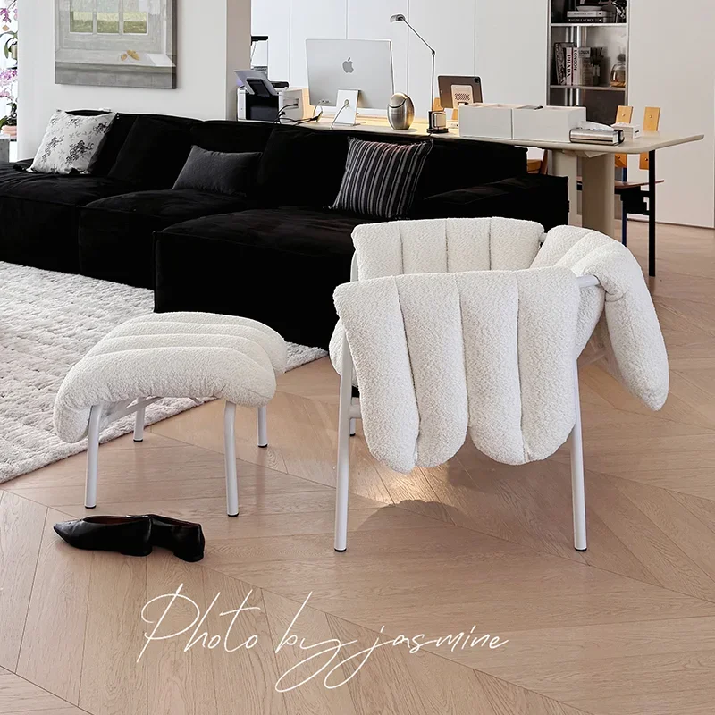 كرسي منتفخ إيطالي بسيط جديد لغرفة المعيشة وابي كرسي فردي للترفيه مصمم خفيف كرسي أريكة فردي فاخر #2