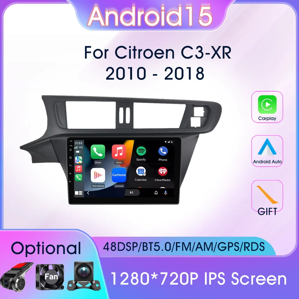 

GPS Navi FM BT Android Auto Car Radio For Citroen C3-XR 2010-2018 HD IPS Screen Head Unit Carplay Multimedia Stereo Player WIFI