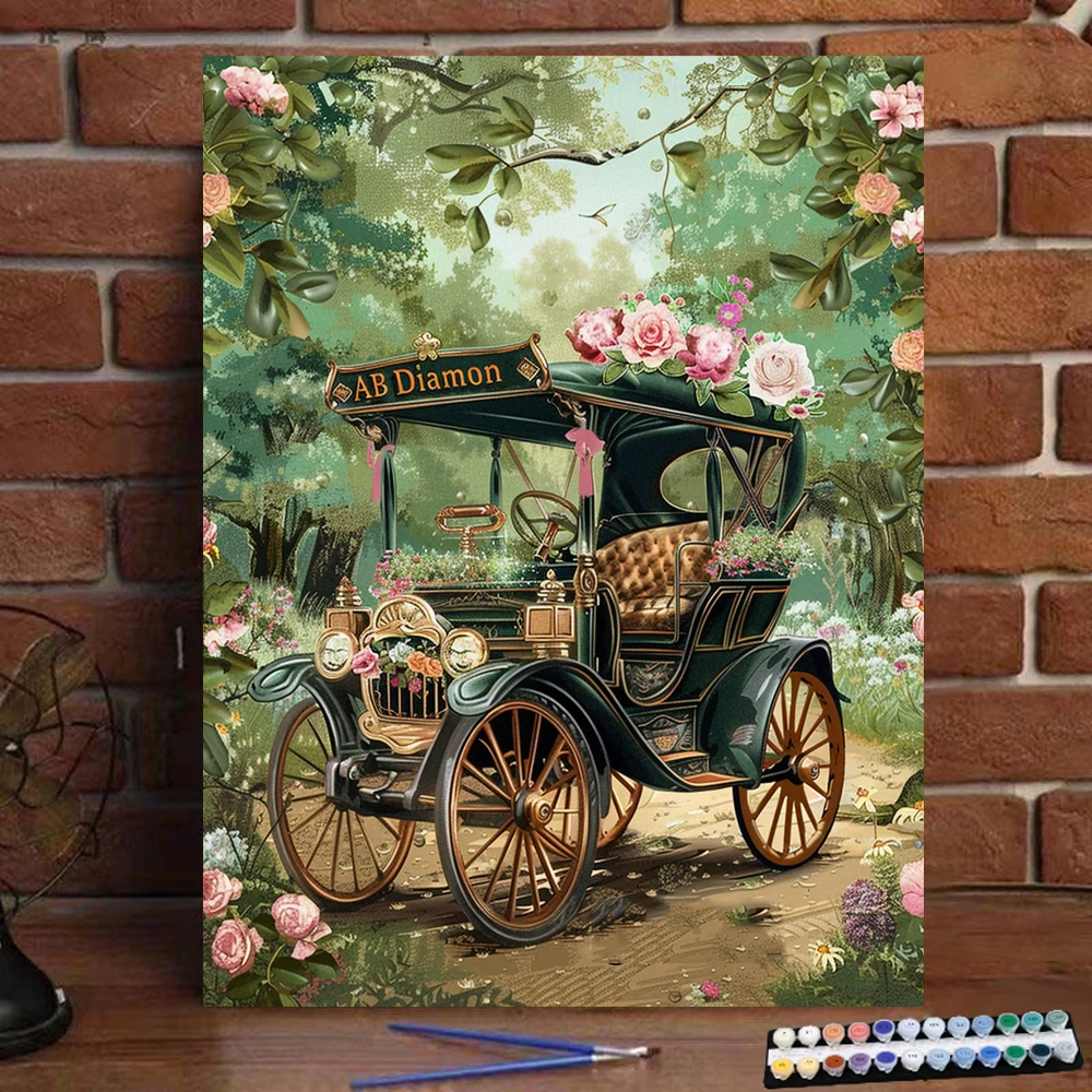 Painting By Number Vintage retro car Digital Paint Handmade Adult Children Gift Wall Decoration By Art