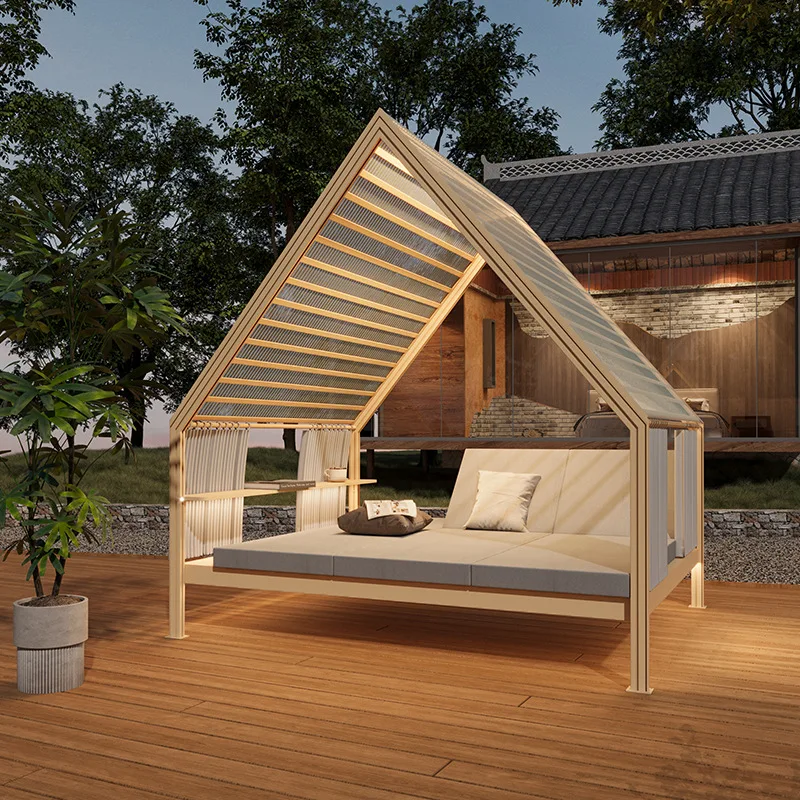 Outdoor leisure tent Aluminum alloy swimming pool Sunscreen B & B Outdoor open-air Internet celebrity triangle tent