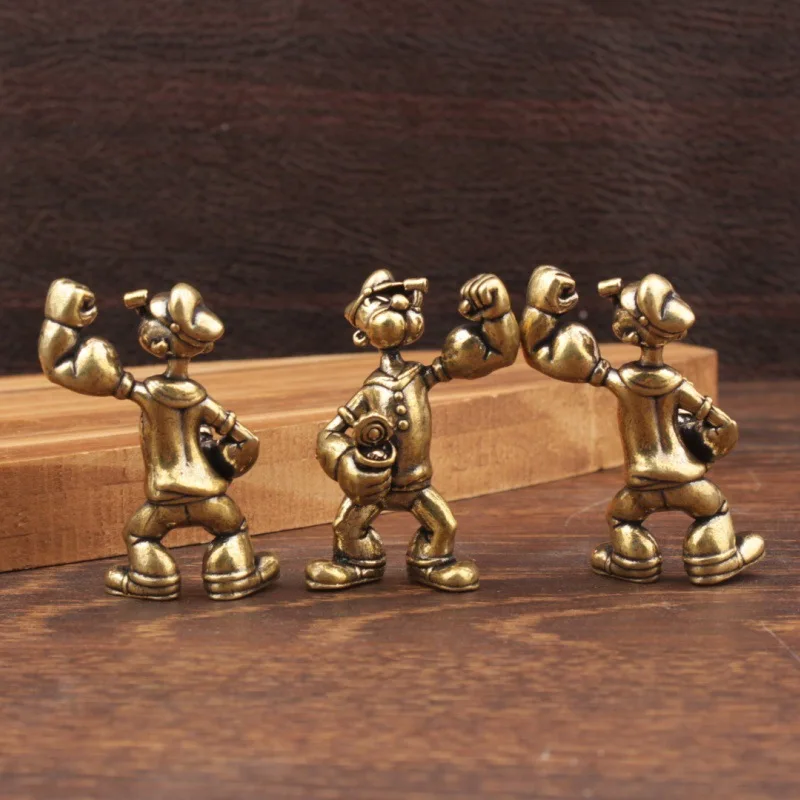Popeye The Sailor Man Figure Brass Home Decor Office Desk Tea Table Art Ornaments Decorative Car Home Desktop Accessories