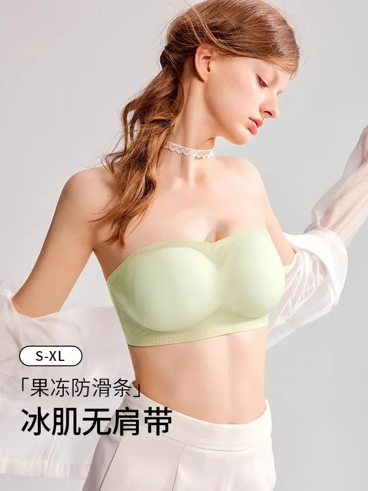 

BANERDANNI ледяной шелк, летний бюстгальтер без косточек, противоскользящий тонкий бюстгальтер, дышащая охлаждающая маленькая грудь | Футболка Дружелая и модная спина