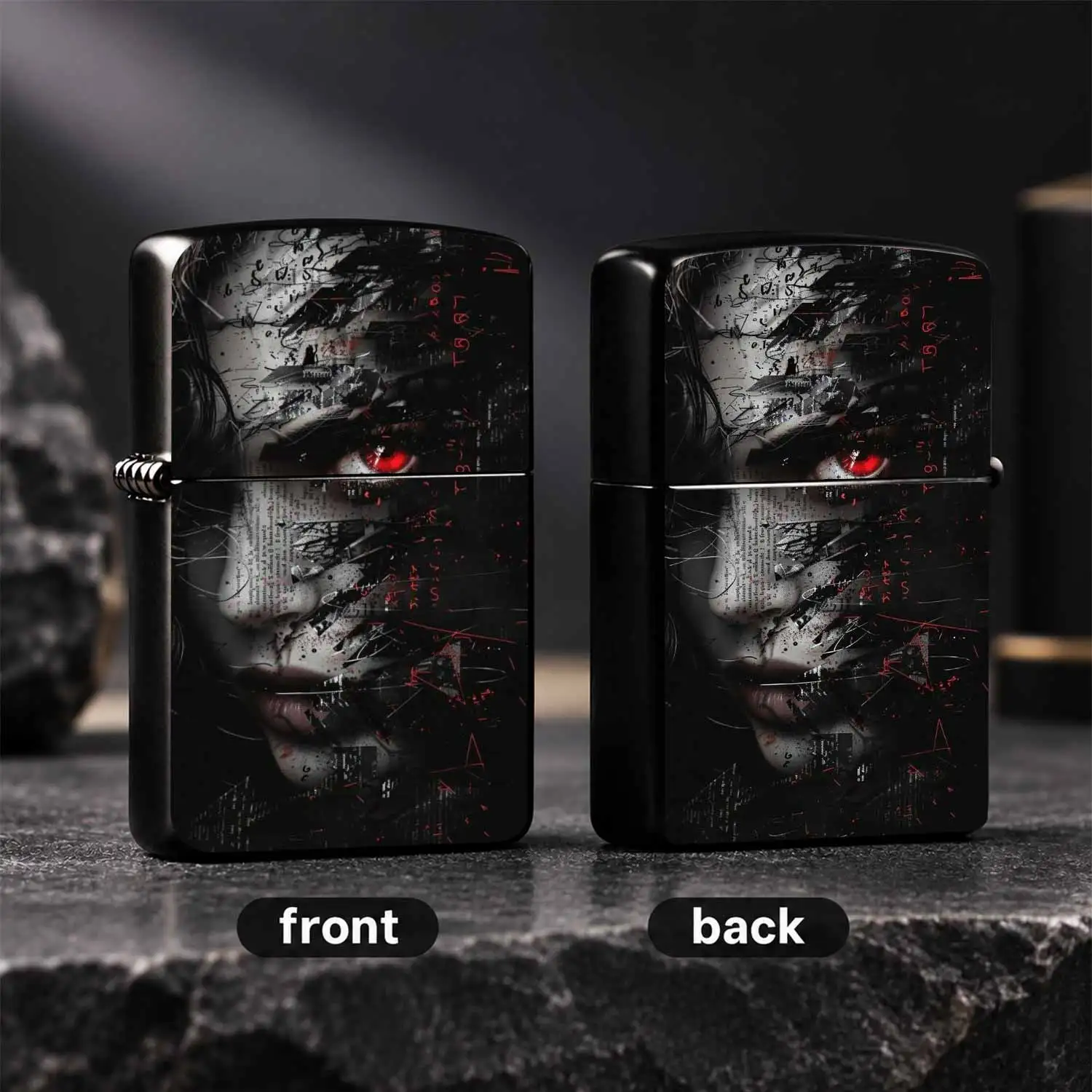 Dark Cyber Red Eye Art Print Lighter, Stylish Portable Accessory For All Daily Occasions, Unique Trendy Gift For Friends And Hobbyists, High Recognition Durable Creative Item With Strong Aesthetic Decorative Effect A Humorous And Interestin