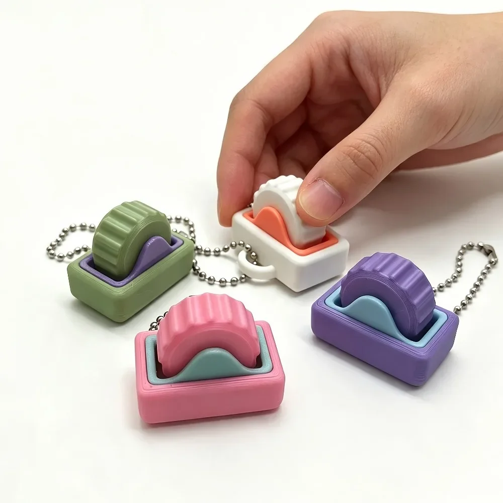 Gear Fidget Keychain, Silent Stress Relief Toy, Color Block Fidget Button, Portable EDC Pocket Toy for Office and Travel