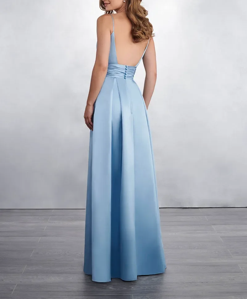 Elegant Bridesmaid dress with pocket sexy backless floor length Satin Bridesmaid dress Italian backless long party dress custom