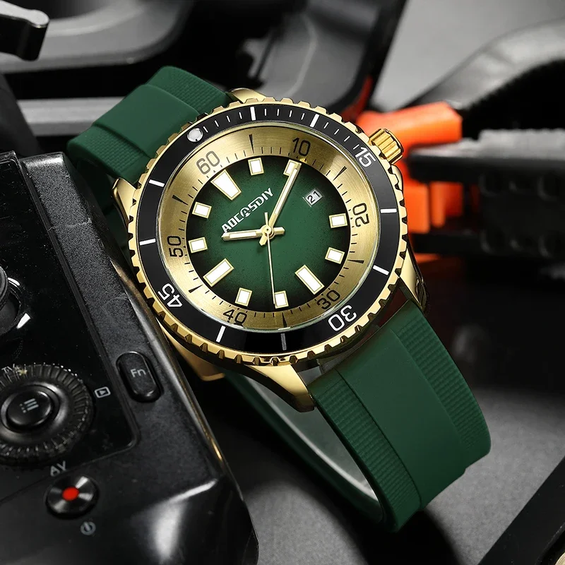 ساعات عادية للرجال موضة جديدة ساعة رجالية متعددة الوظائف مضيئة تاريخ كوارتز ساعة معصم مقاوم للماء ساعة رجل الترفيه
