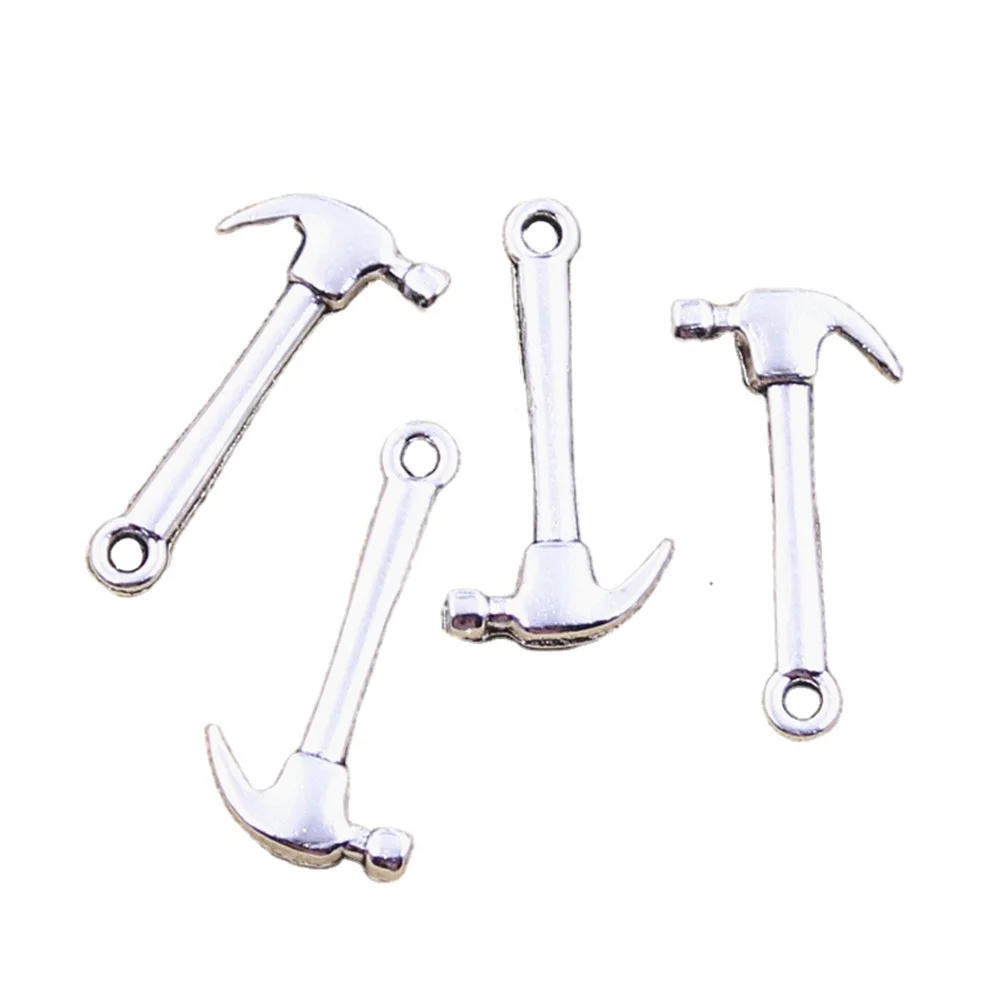 15pcs Charms Tools Hammer 25x13mm Antique Silver Color Pendants Making DIY Handmade Tibetan Finding Jewelry