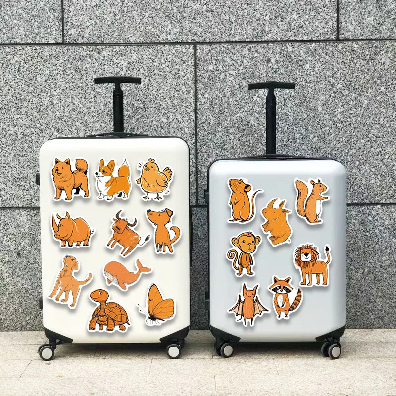 50PCS Cartoon Orange Animals Stickers Cute Graffiti Decals For Laptop Suitcase Skateboarding Snowboard Retro Vinyl home Sticker