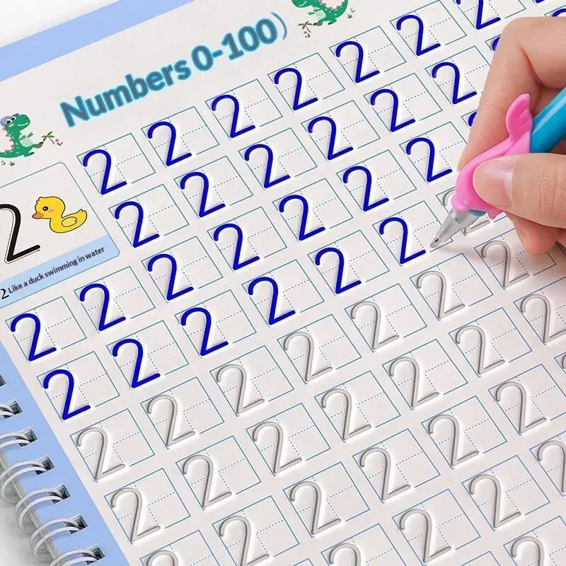 Reusable Children 3D Grooved Copybook For Calligraphy Numbers Handwriting Copybooks Learning Math Writing Practice Book For Kids