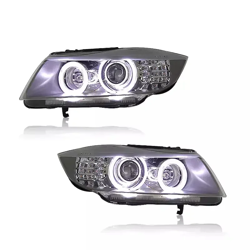 Auto Car for BMW 3 Series E90 2006-2012 Headlight Assembly Modified with LED Angel Eye Bulb Daytime Running Light