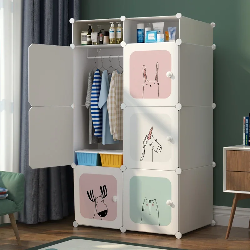 

Foldable Simple Closet Nordic Open Fabric Mobiles Shelves Door Display Jewelry Cube Wardrobe Makeup Muebles Furniture For Room