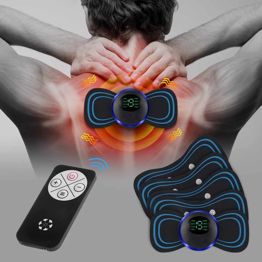 Multufunctional Neck Back Mini Patches Massager 8 Modes Electric Shoulder Full Body Leg Massage Pad Remote Control Muscles Relax
