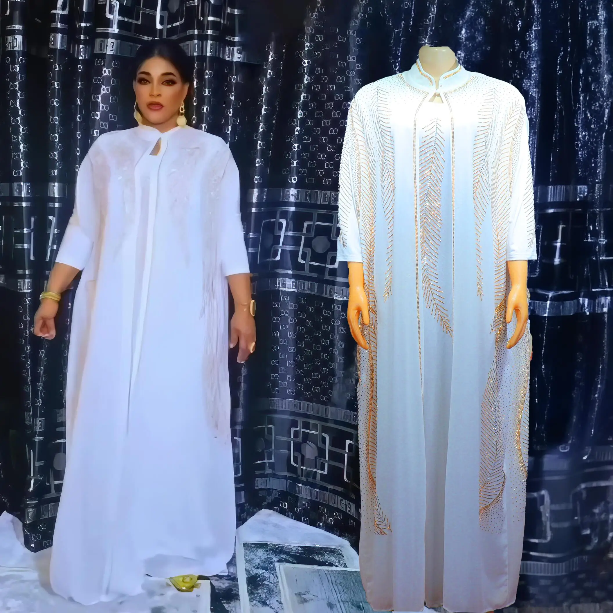 ترتدي تركيا الأنيقة مكونة من قطعتين فساتين أفريقية من حجر الراين فساتين أفريقية للنساء