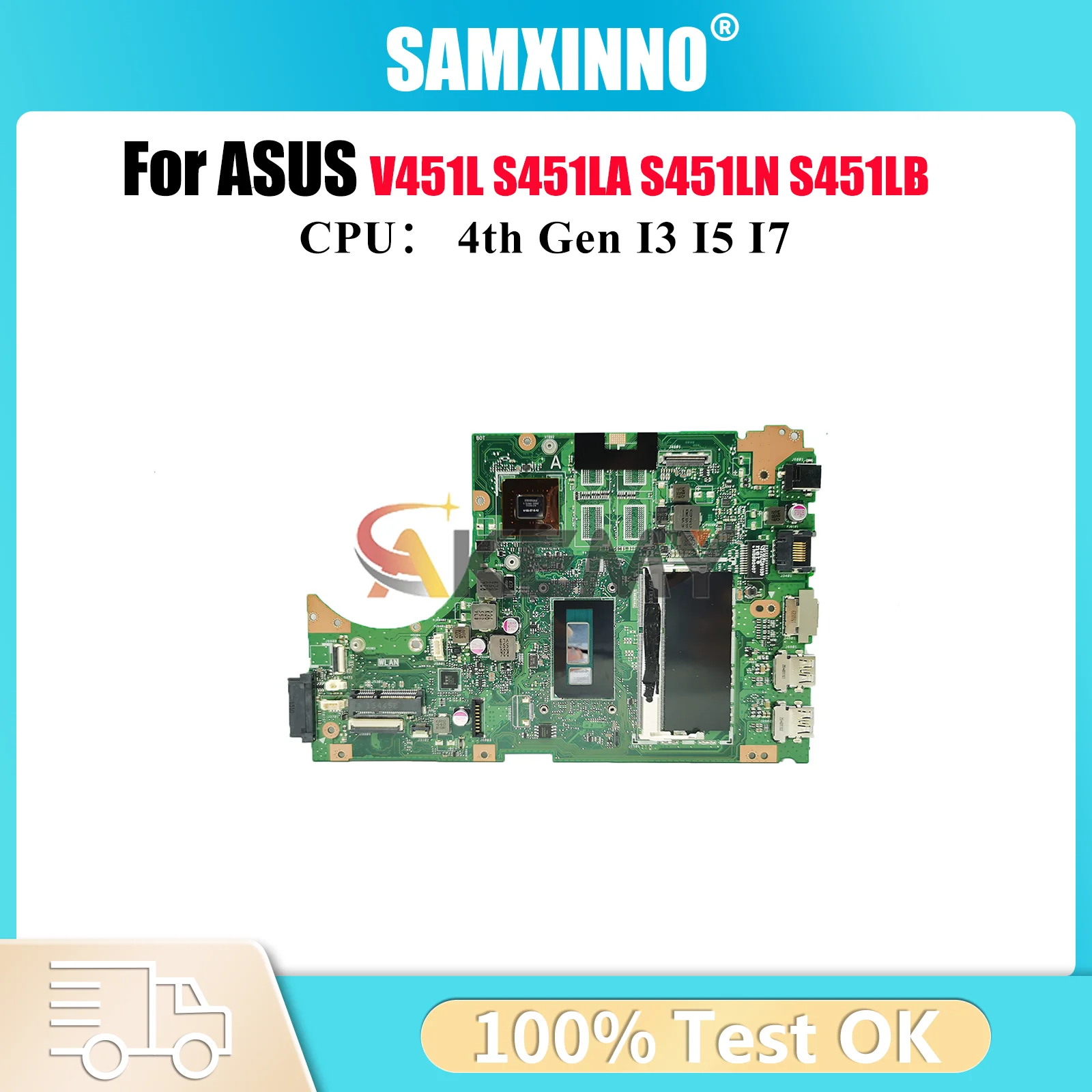 

S451LN Материнская плата для ноутбука ASUS VivoBook S451L S451LN K451L S451LA S451LB V451L R451L Материнская плата для ноутбука с процессором I3 I5 I7