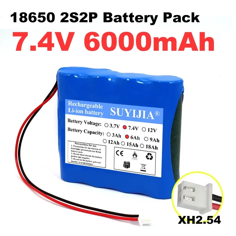 2S2P 7.4 فولت 6000 مللي أمبير 18650 بطارية ليثيوم حزمة 2S2P 6Ah الصيد مصباح ليد سمّاعات بلوتوث 8.4 فولت الطوارئ لتقوم بها بنفسك بطاريات مع PCB #1