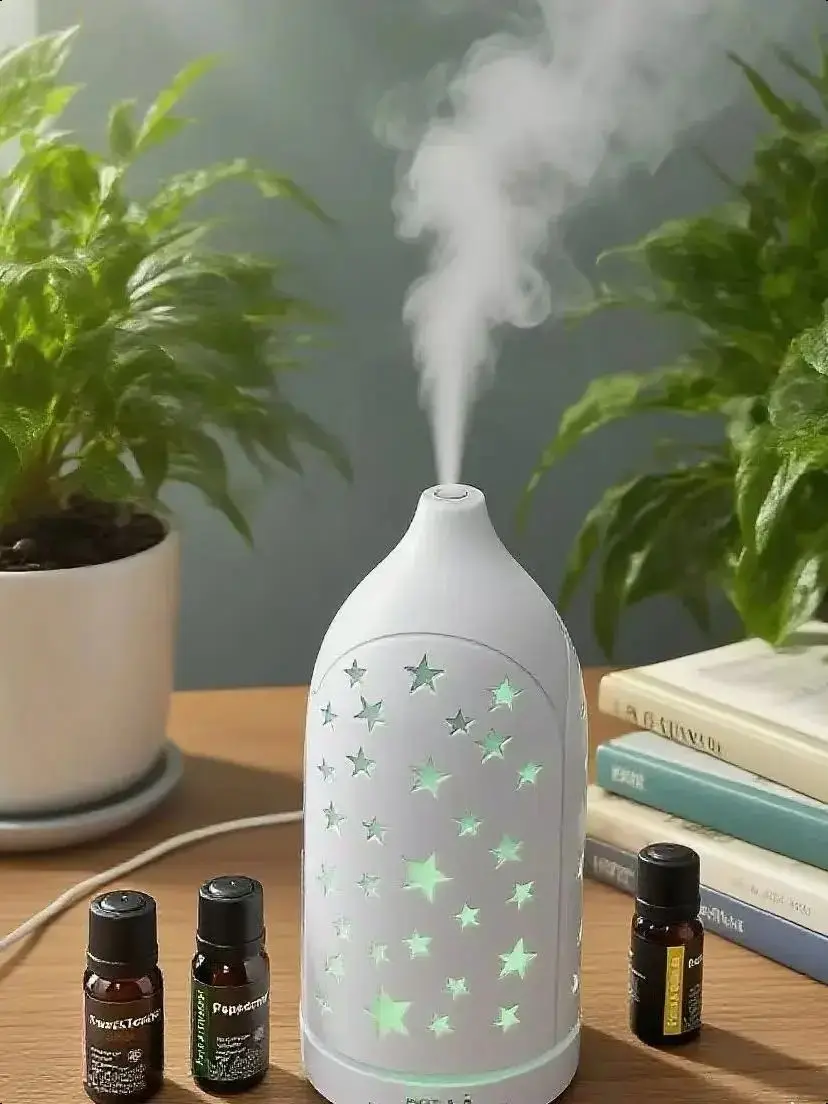 3 aceites esenciales incluidos: difusor ultrasónico con apagado automático, funcionamiento silencioso y 7 LED que cambian de color: aumenta el ambiente para la vida