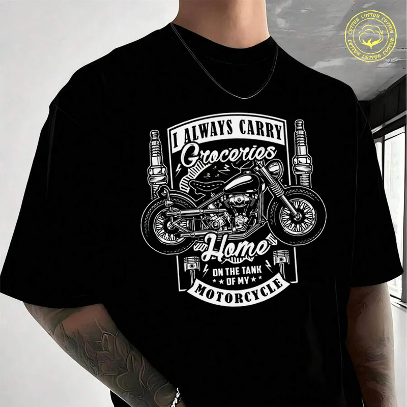 

Men's Moto T-Shirt Bike Lover With Vintage And Typography Fashion Casual Street Style Suitable For Travel And Sports Tee