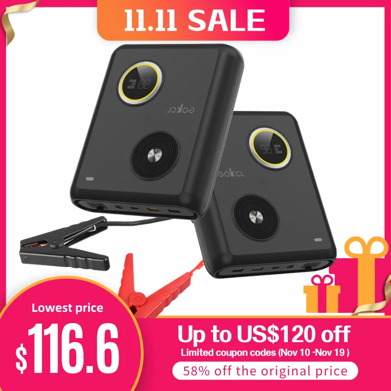 

GOKKCL портативный автомобильный стартер 80WH аккумулятор с ионами натрия Power Bank 100C разряд 12 В пусковое устройство бензиновый дизельный автомобильный усилитель