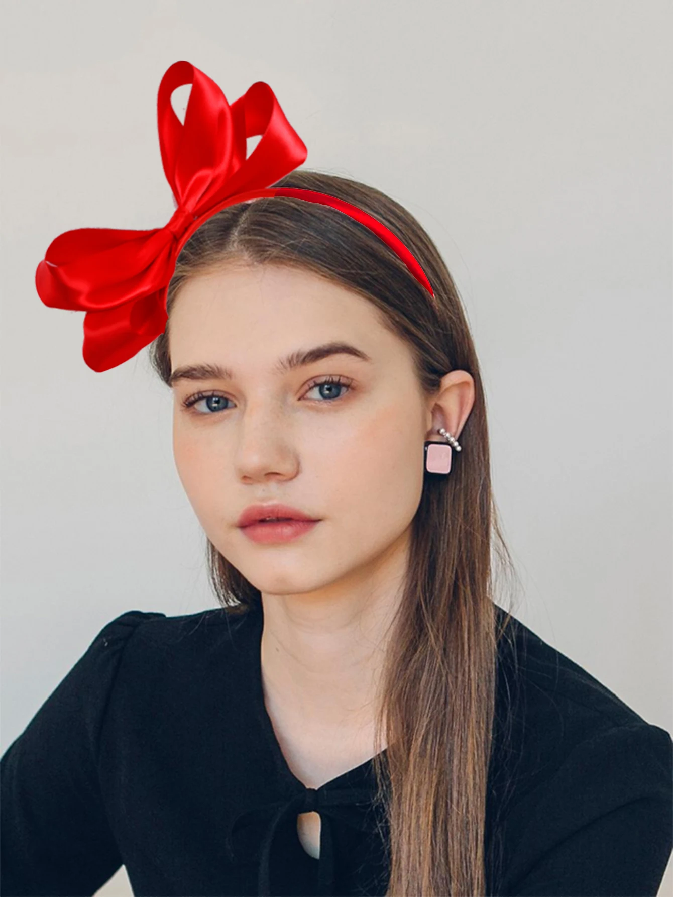 

Black Big Bow Headband for Women Girls Fabric Stain Hair Bow Hair Loop Trendy Hairband Female Headpieces Bezel Hair Accessories