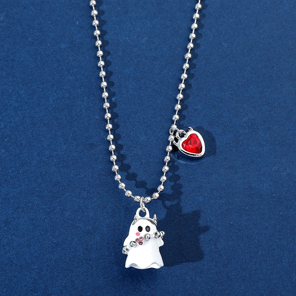 Anime Niedliche Geister-Halskette Halloween Cartoon-Geister Mode Nischen-Anhänger Festival-Accessoire für Freunde