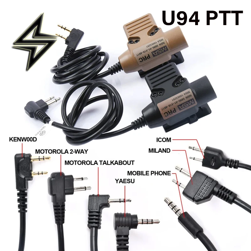 Wadsn militar tático u94 ptt 7.0 plug adaptador de fone de ouvido para comtac earmor baofeng kenwood walkie talkie rádio motorola midland