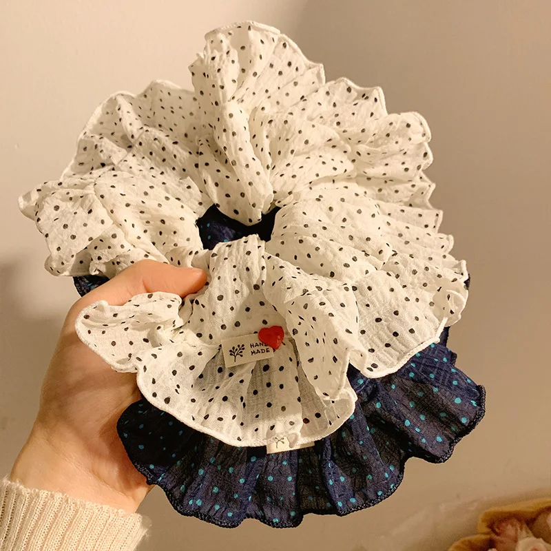 French Gentle Elegant Hair Scrunchies Women Girls Elastic Hair Rubber Bands Accessories Ruffles Hair Tie Rope Headdress Headwear
