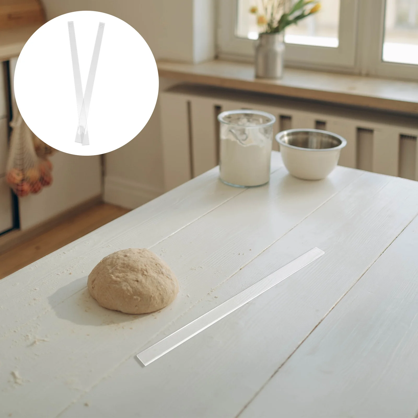 

2Pcs Acrylic Cookie Thickness Ruler Precise Measurement DIY Fondant Pastry Roller Baking Tools Uniform Cookie Pie Leveler