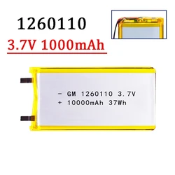 New 3.7V 10000mAh 1260110 Rechargeable Polymer Batteries Lipo Li-Po For Toy Power Bank GPS Laptop Camping Lights Diy