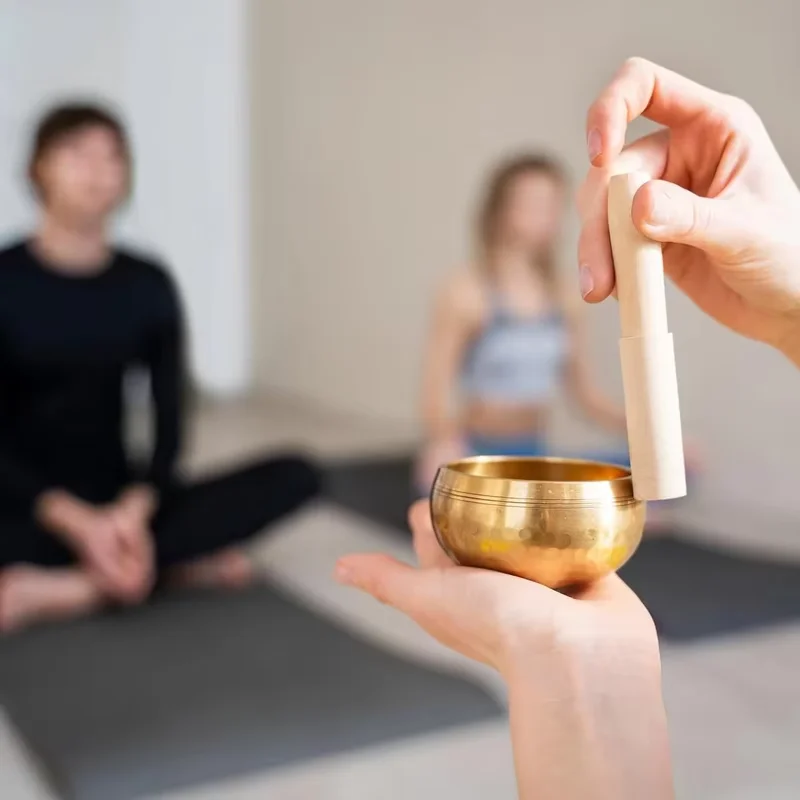 Cuenco tibetano de latón hecho a mano - Instrumento de meditación tibetano para sanación con sonido, yoga y alivio del estrés