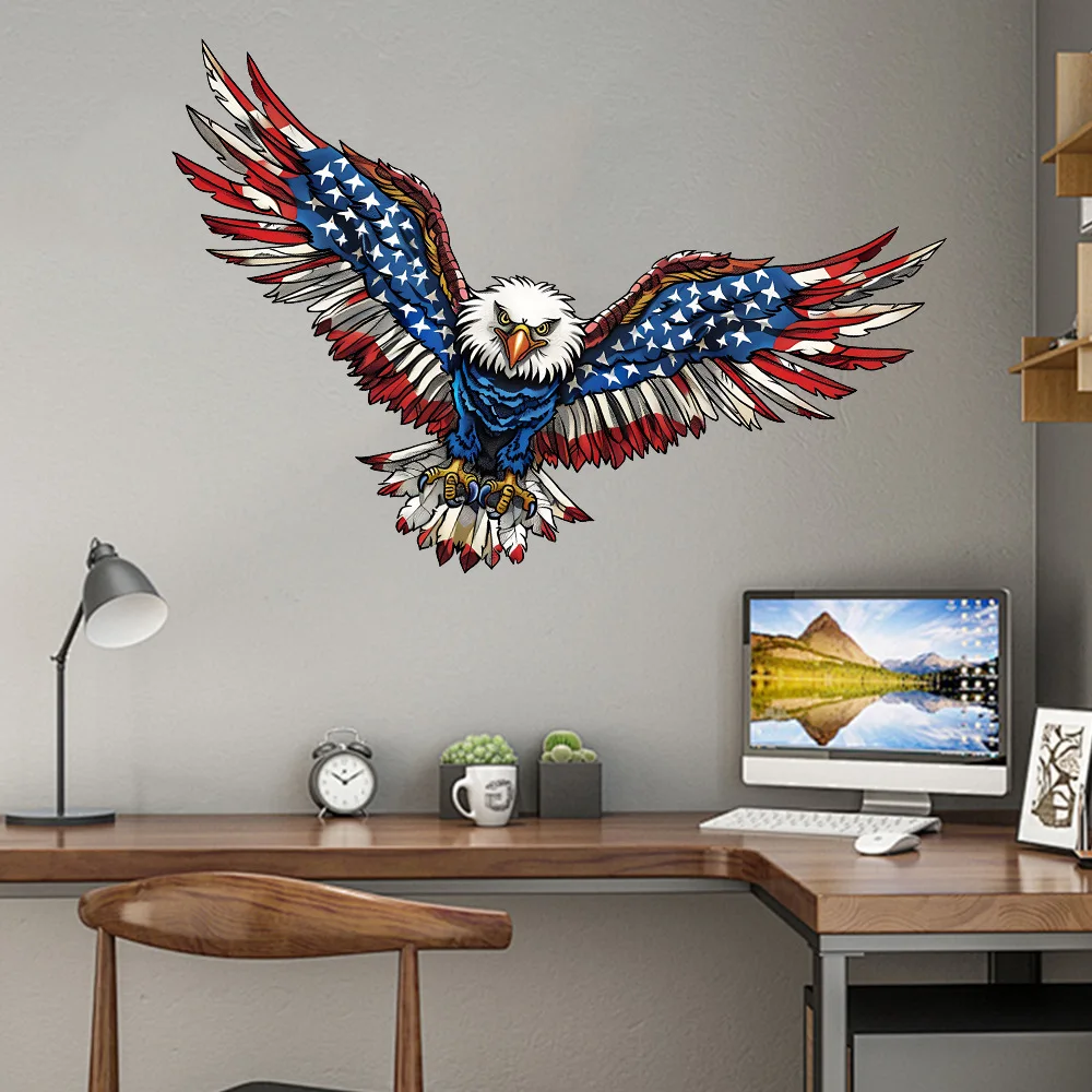 Independence Day American Flag Decals Wall Stickers for Bedroom Living Room Home Decor, Waterproof Self-Adhesive Vinyl Wall Art