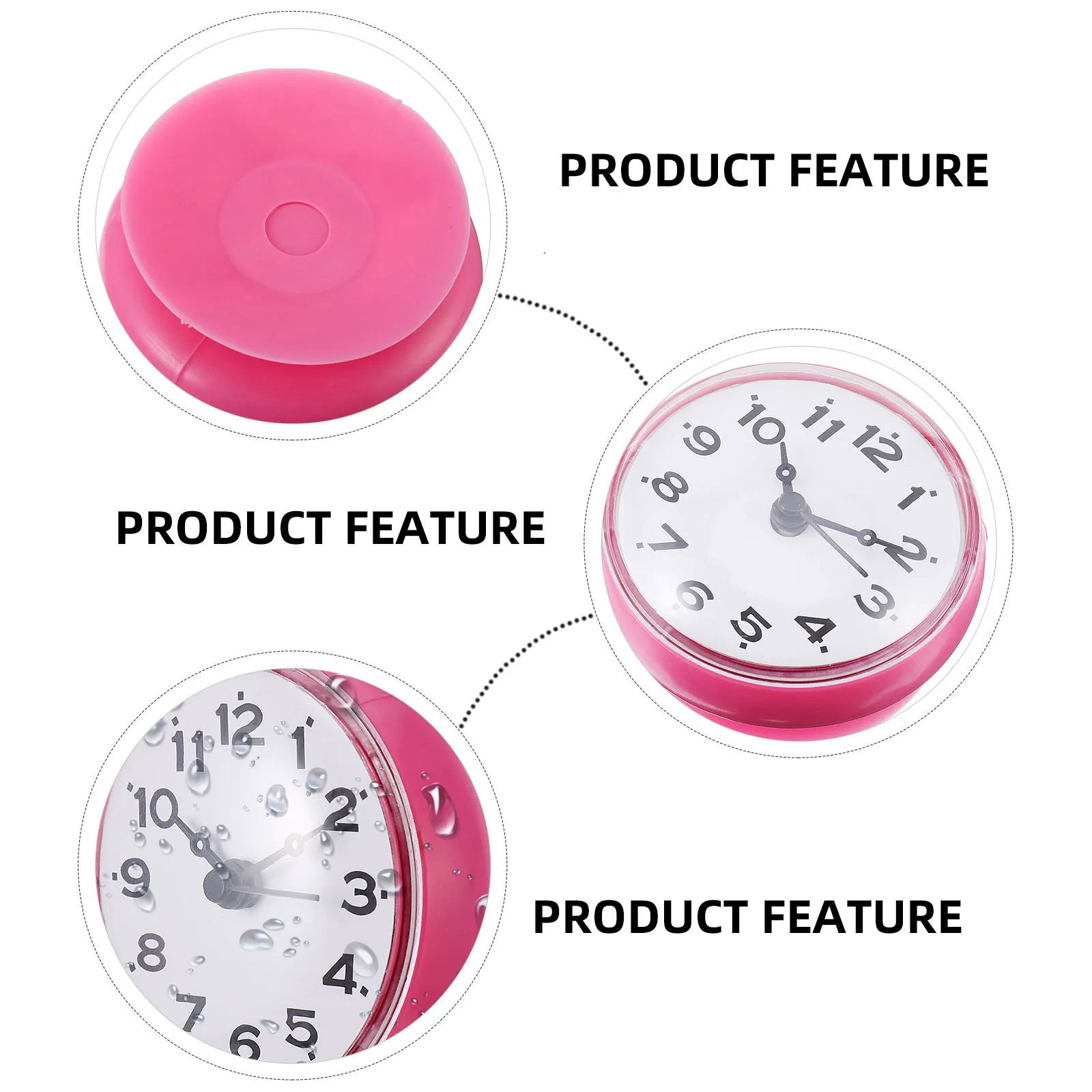 1Pcs Sleek Waterproof Wall Clock for Bathroom Kitchen Silent No- Movement Suction Cup Mounting Anti-Fog Moisture-Resistant