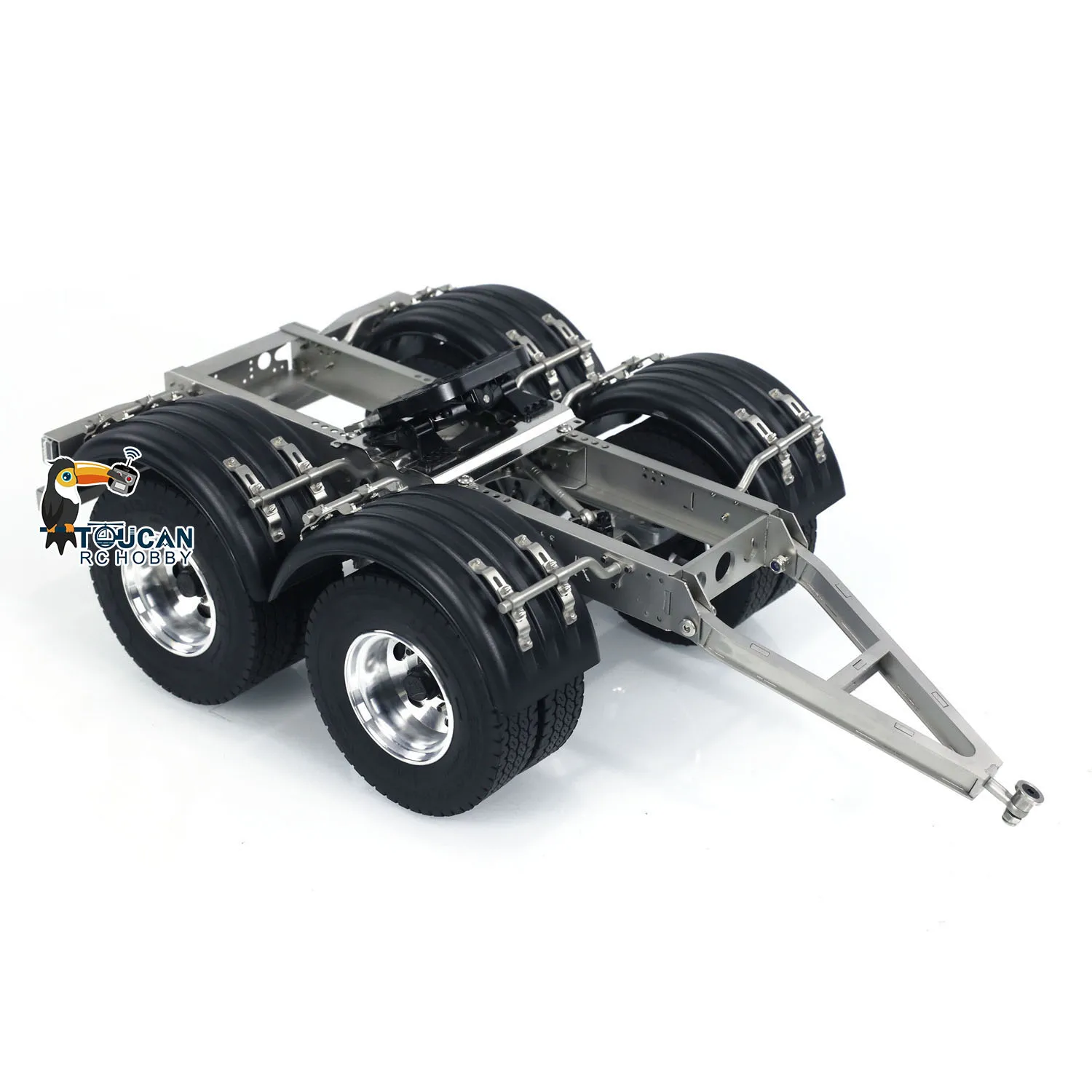 1/14 RC Metalen 2-asssen Trailer Reserveonderdeel Tractie voor LESU Afstandsbediening Auto Bouwwagen DIY Model Ongeverfd Speelgoed TH23748