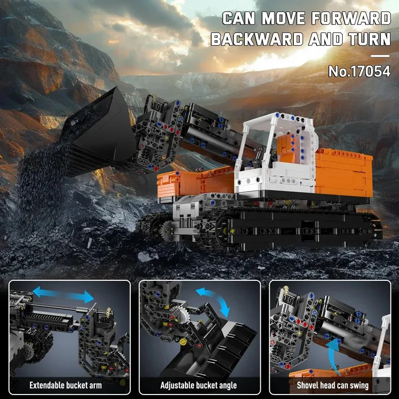 Molde rei 17054 carro técnico brinquedos o rc gopher carregador bloco de construção montagem enginerring caminhão tijolo crianças presente natal