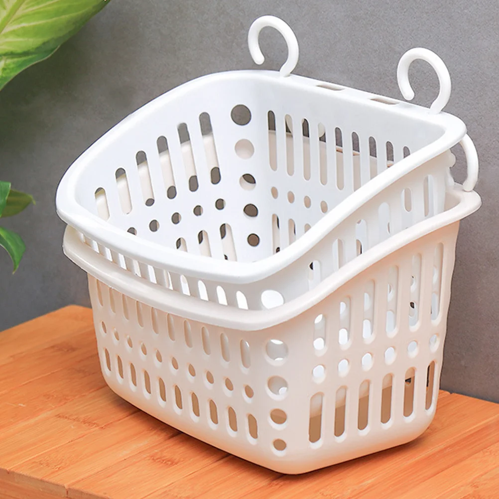 

2Pcs Storage Basket Hanging Bathroom Organizer for Toiletries and Kitchen Supplies Wall Mount Drainable Basket with Modern