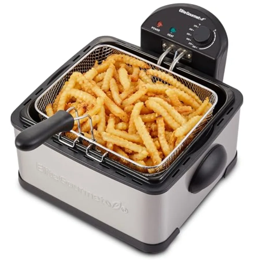 

EDF475 Electric Deep Fryer 4.2 Quart Oil Capacity with Temperature Knob 1 x 4Qt Basket Powerful 1700 Watts Lid with Anti-Odor F