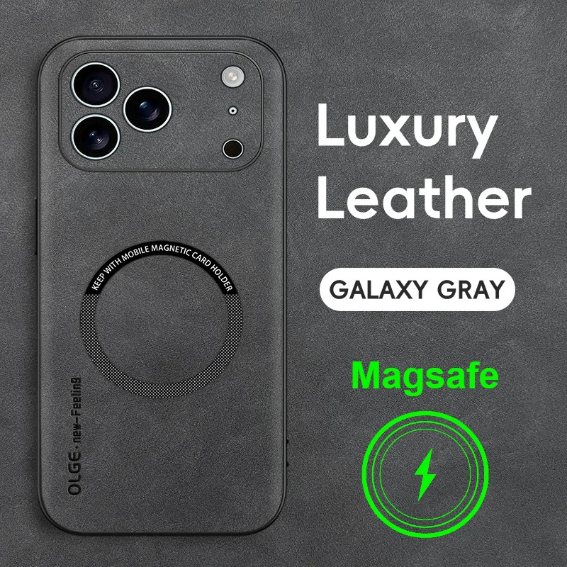 Custodia sottile in pelle PU delicata sulla pelle con texture di lusso per IPhone 17Pro Max Air 16 15 14 13 12 Plus Cover anti-goccia con ricarica magnetica